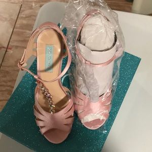 Betsy Johnson Light Pink satin high heel sandals